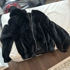 Helmut Lang faux fur hoodie